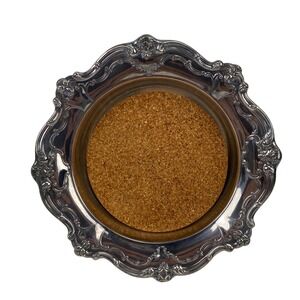 Gorham Silverplate Coaster Cork Insert‎ Ornate Floral Design